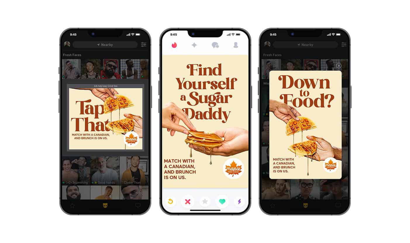 Maple Mate dating app screens showcasing user profiles and matching features.