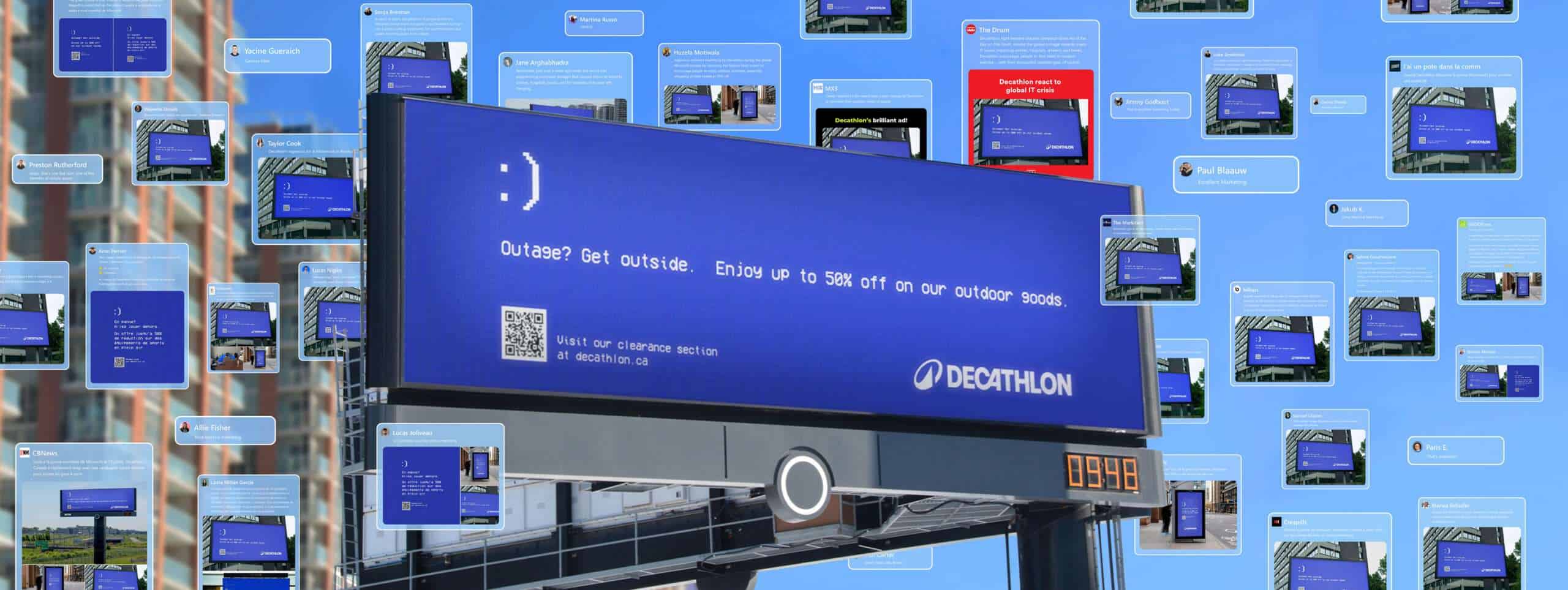 Outdoor digital billboard promoting outdoor activities and adventures.