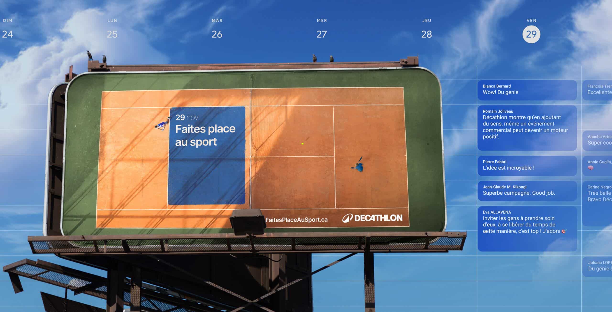 Billboard promoting sports event at Decathlon.